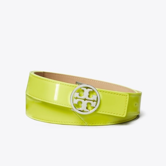 TORY BURCH 1" Miller T Logo Yellow Blaze Patent Belt